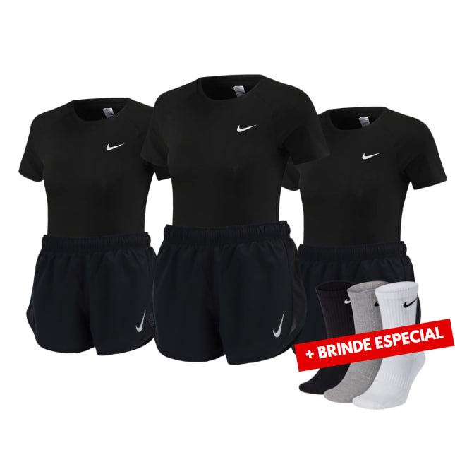 Combo 3 Camisa + 3 Shorts Femininos + Brinde - QUEIMA DE ESTOQUE