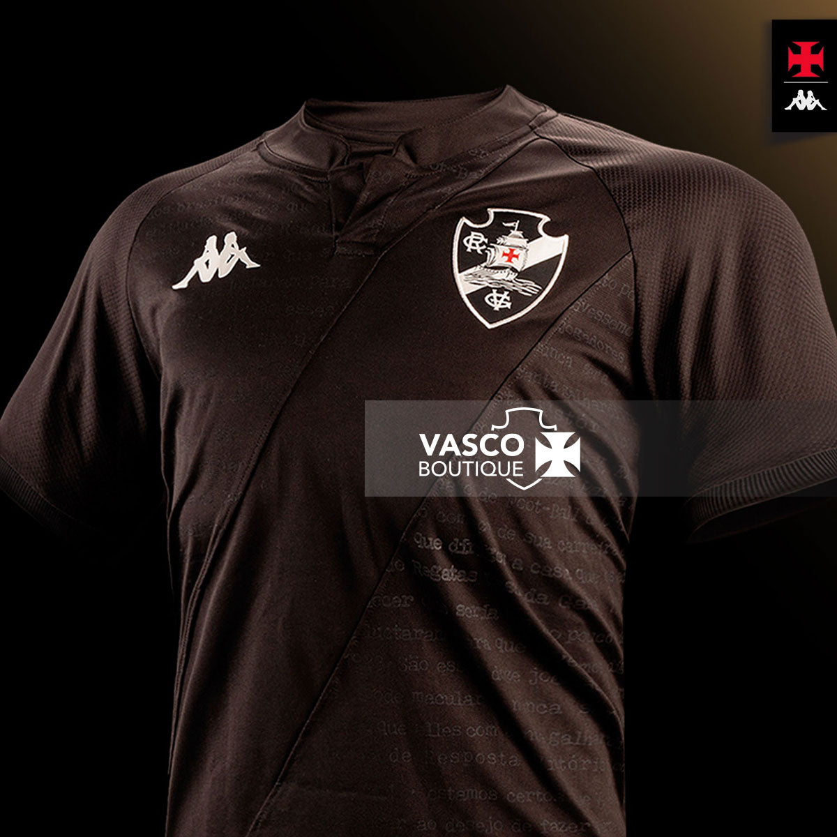 Blusa Vasco 3 2024 - 100 anos Resposta Histórica Kappa Feminina Preta