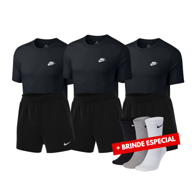 Combo 3 Camisas + 3 Shorts Masculinos + Brinde - QUEIMA DE ESTOQUE